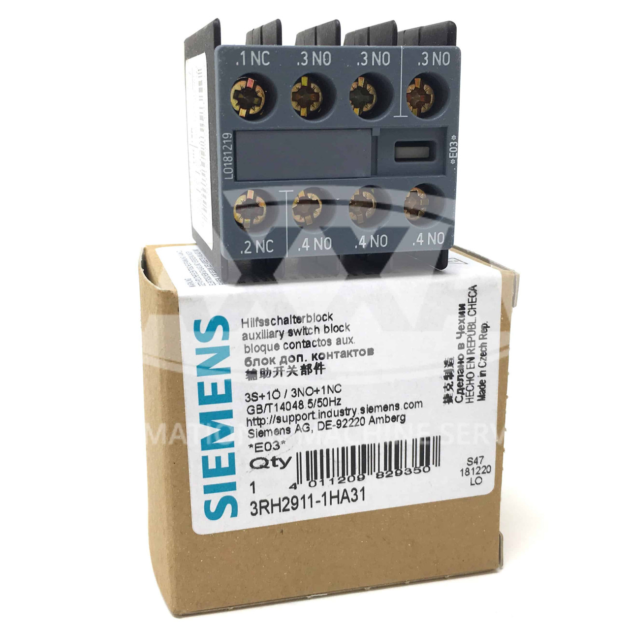3RH29111HA31 Siemens Auxiliary Contacts AUX. SWITCH 3NO+1NC FOR S00 SCREW datasheet, inventory, & pricing.