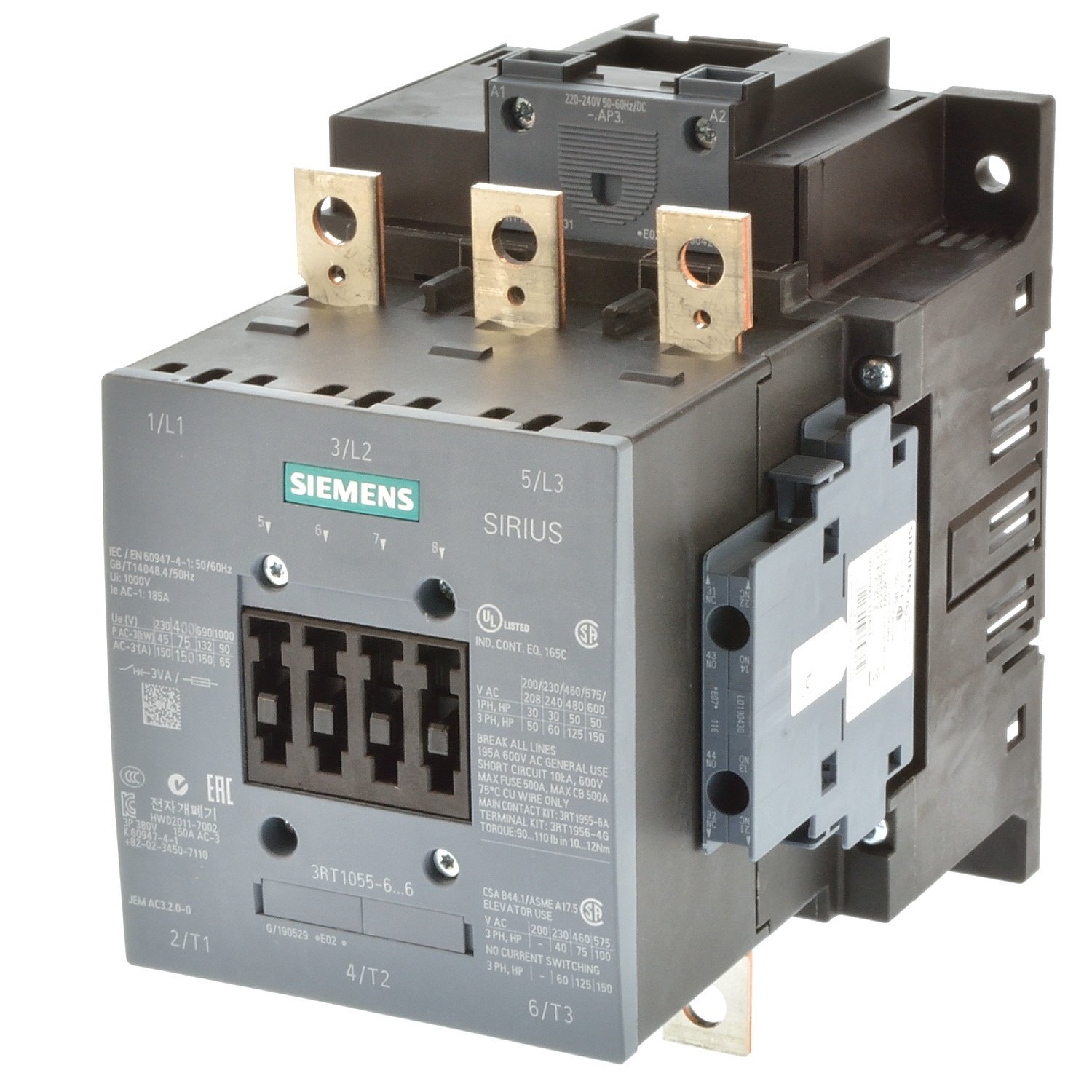 Contactor 3PST-NO (3 Form A) 150 A 220 ~ 240VAC/DC Coil Chassis Mount, DIN Rail