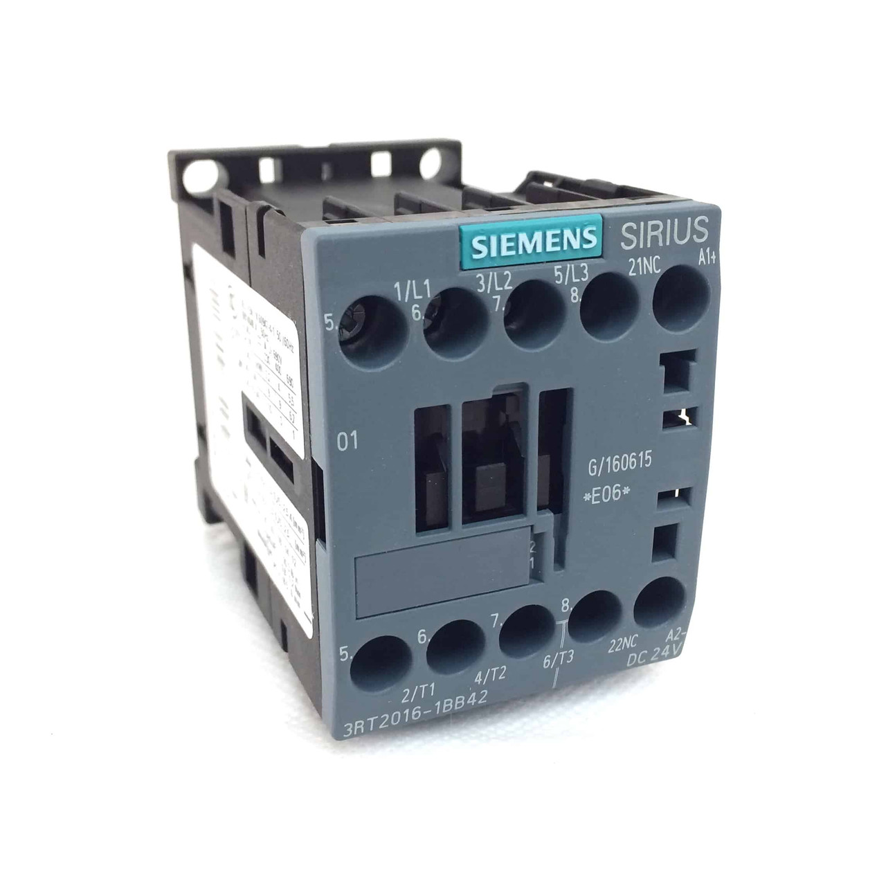 Siemens 3RT20161BB42 Power Contactor, 3 Pole, Size S00, 9A, 24VDC, 1 NC, Screw Terminal, 3RT Series MFR Part #: 3RT20161BB42 | RS Stock Number: 70239811