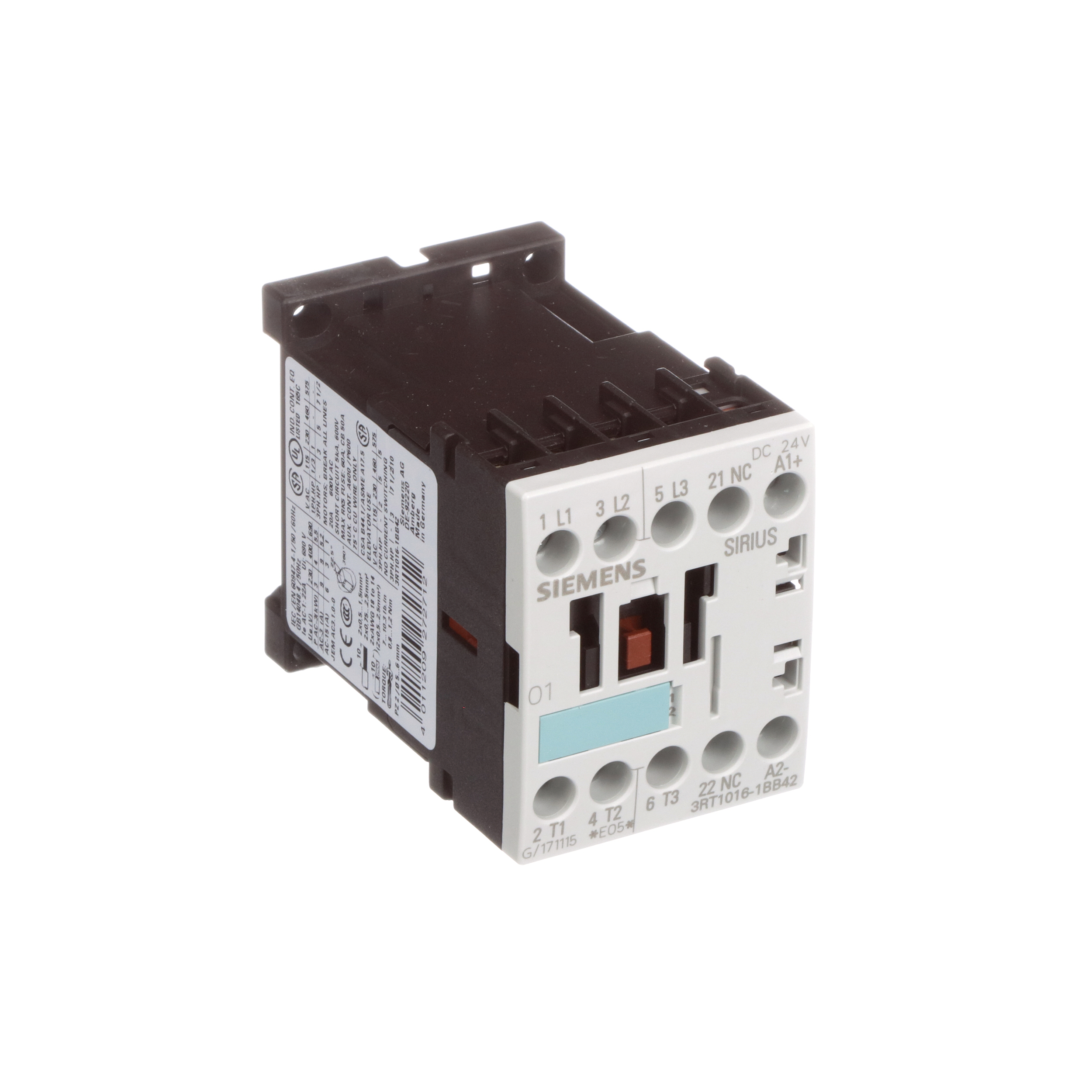 3RT20181UB42 Siemens Contactors - Electromechanical CONTACTOR.AC3 7.5KW 1NC DC24V W/VARISTOR datasheet, inventory, & pricing.