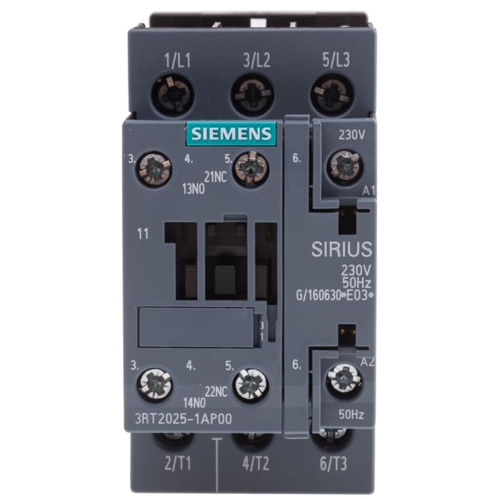 3RT2025-1AP00 MFN: 3RT20251AP00 CONTACTOR,AC3:7,5KW 1NO+1NC AC230V 50HZ Overview Specifications Related products & services Documents & downloads Support Download product images and data for M-CAD and E-CAD (7)